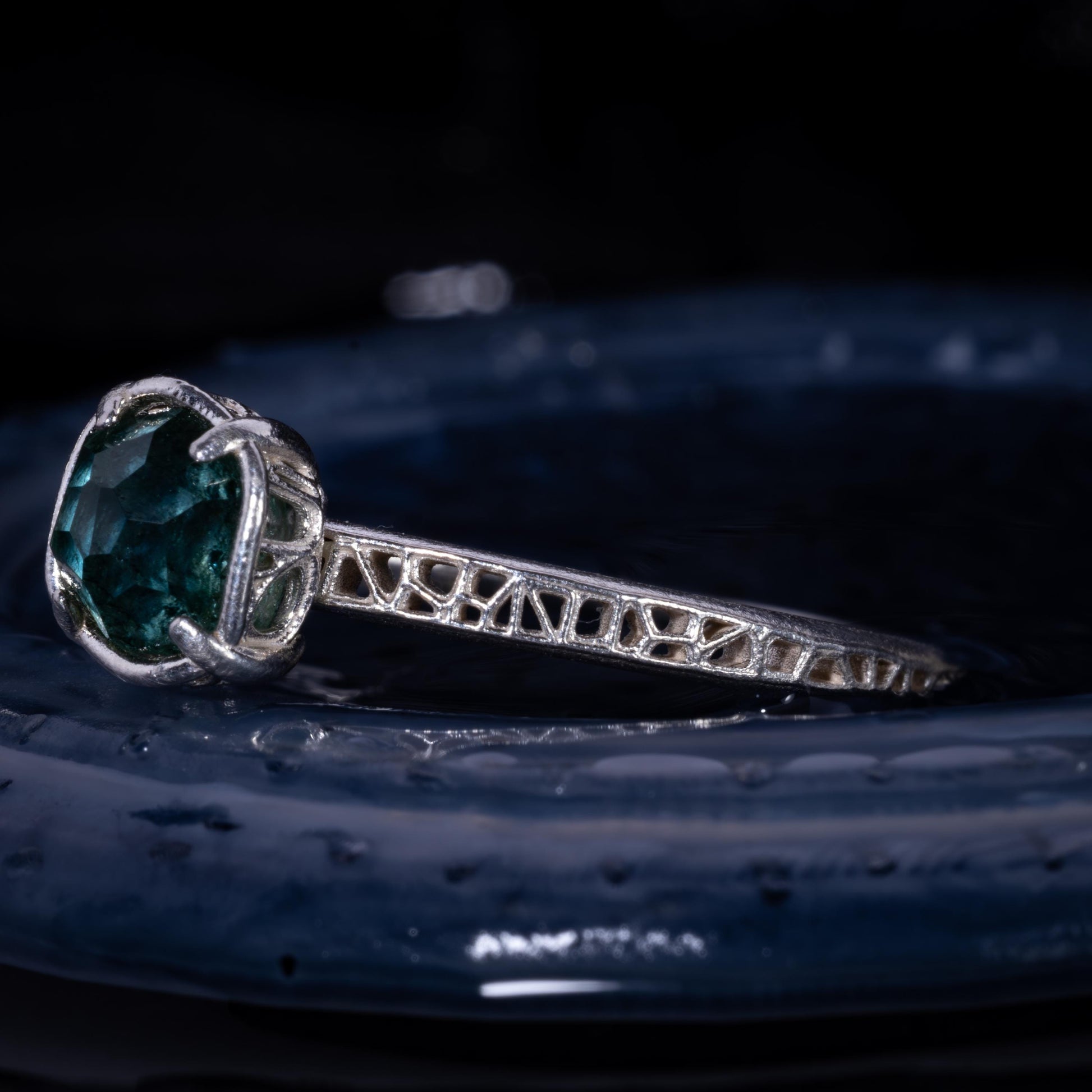 Hand Cut Montana Sapphire Solitaire Ring in Sterling Silver, item 1025 silver, sapphire