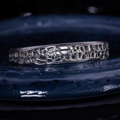Sterling Silver Band Ring with Organic Lattice Texture item 1028 