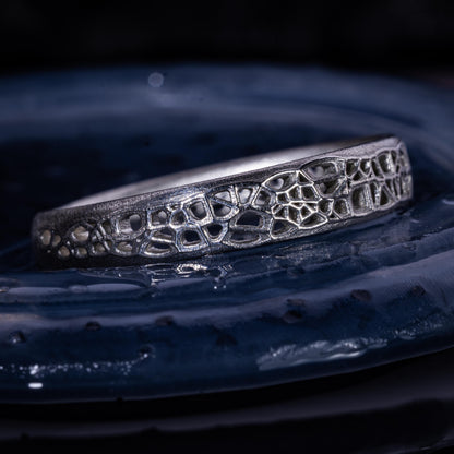 Sterling Silver Band Ring with Organic Lattice Texture item 1028 