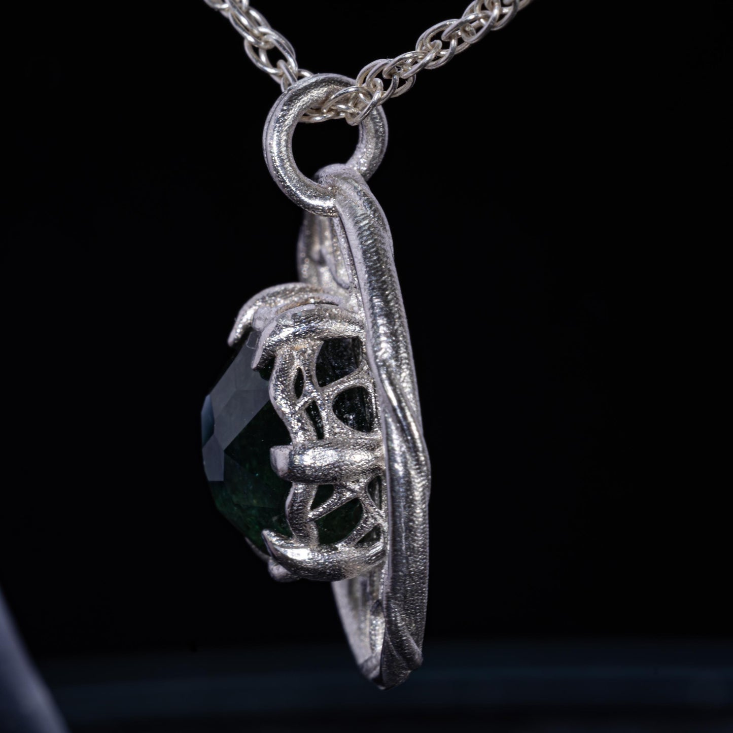 Hand Cut Montana Sapphire Sterling Silver Pendant - Dreamcatcher Necklace item 1004 Sterling silver
