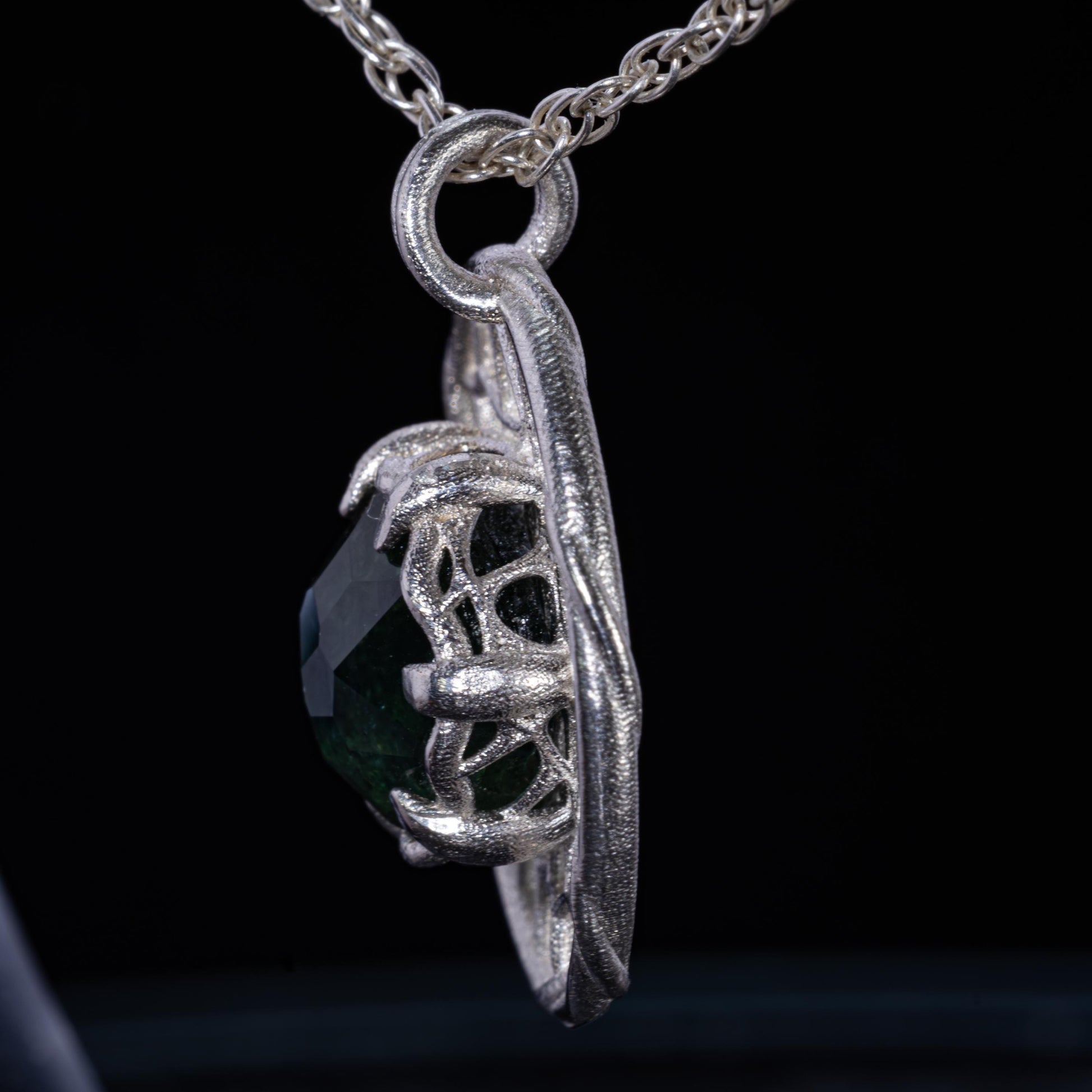 Hand Cut Montana Sapphire Sterling Silver Pendant - Dreamcatcher Necklace item 1004 Sterling silver