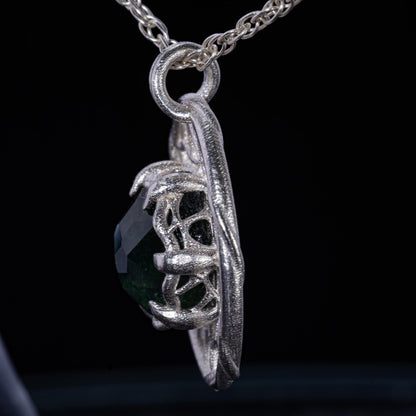 Hand Cut Montana Sapphire Sterling Silver Pendant - Dreamcatcher Necklace item 1004 Sterling silver