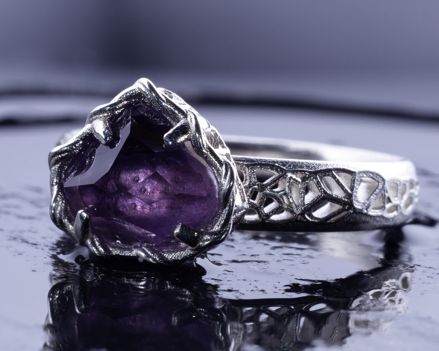 Sapphire Ring in Sterling Silver Soft Violet Solitaire item 1041 Sterling Silver, sapphire