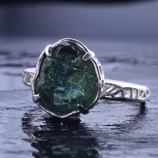Hand Cut Montana Sapphire Solitaire Ring in Sterling Silver, item 1016 silver, sapphire