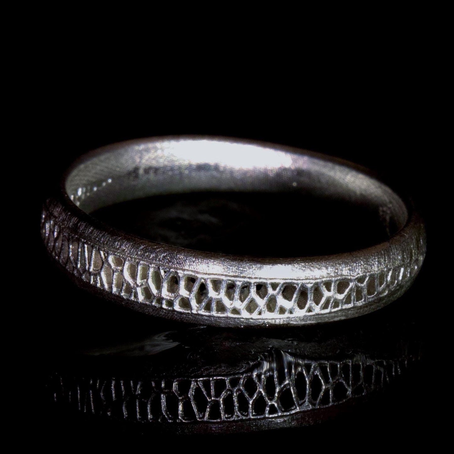 Sterling Silver Band Ring with Organic Lattice Texture item 1026 