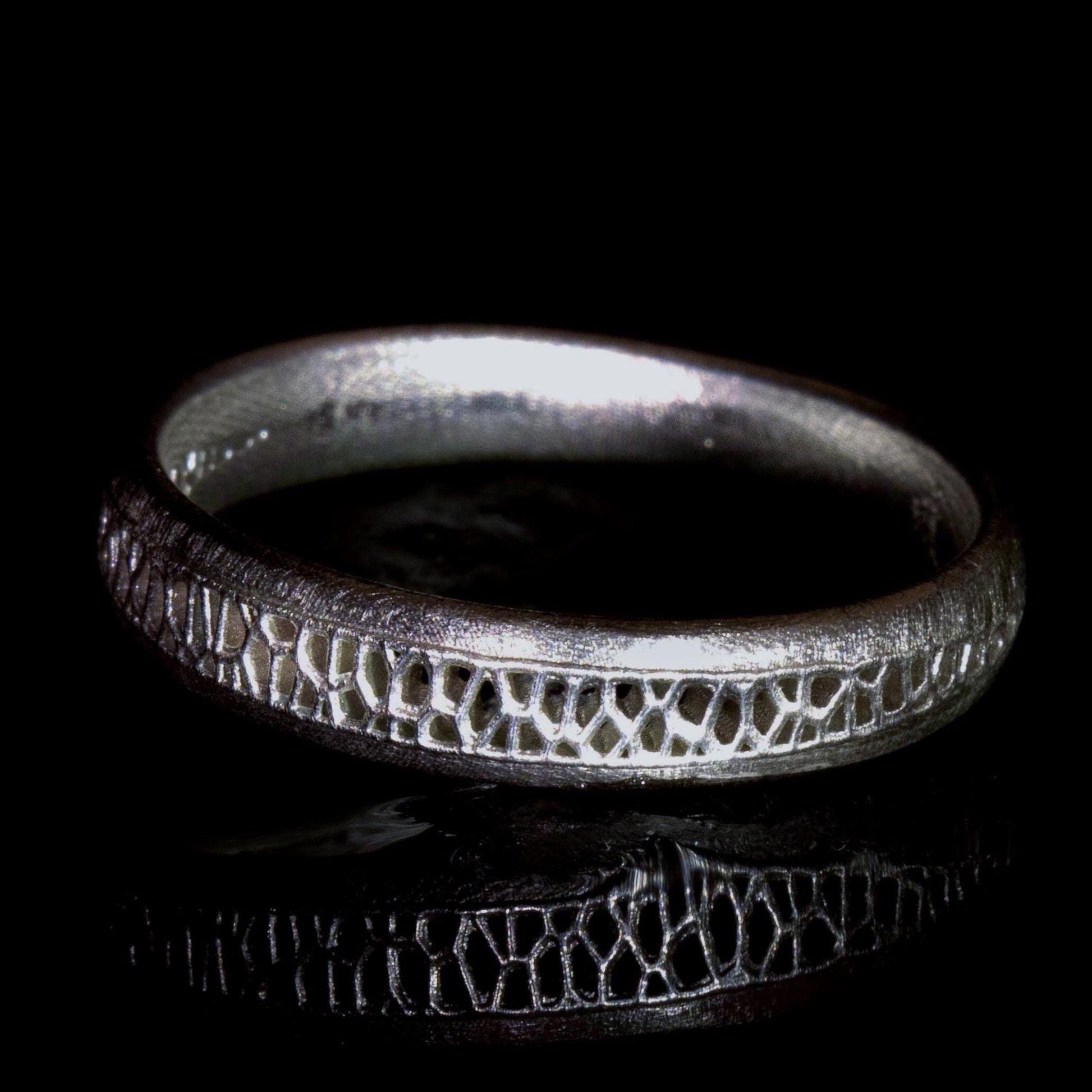 Sterling Silver Band Ring with Organic Lattice Texture item 1026 
