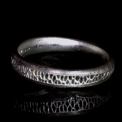 Sterling Silver Band Ring with Organic Lattice Texture item 1026 