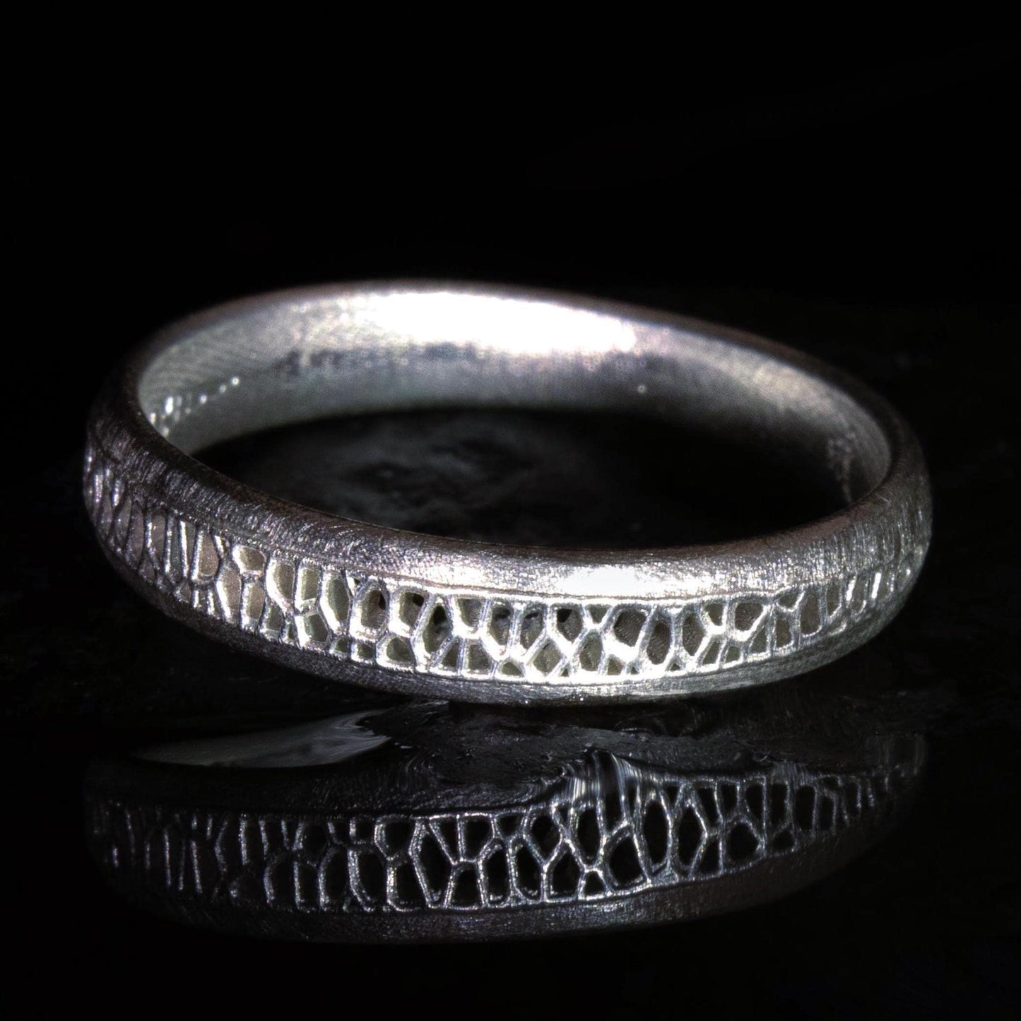 Sterling Silver Band Ring with Organic Lattice Texture item 1026 