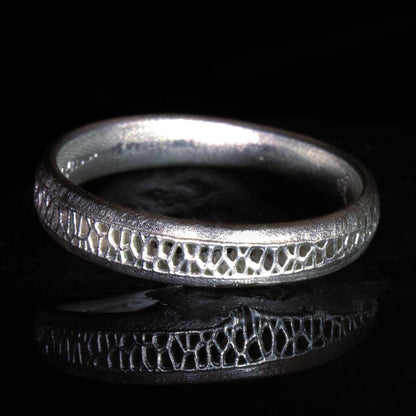 Sterling Silver Band Ring with Organic Lattice Texture item 1026 