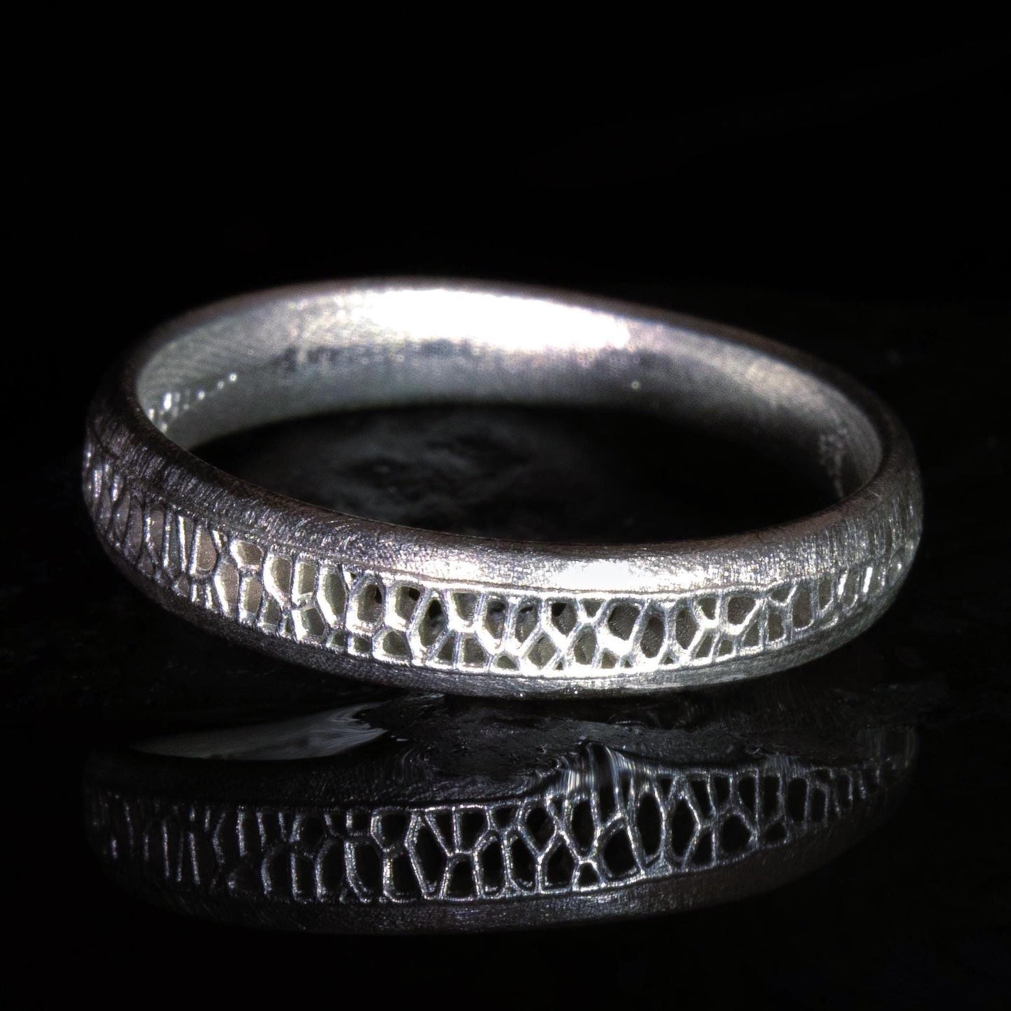 Sterling Silver Band Ring with Organic Lattice Texture item 1026 