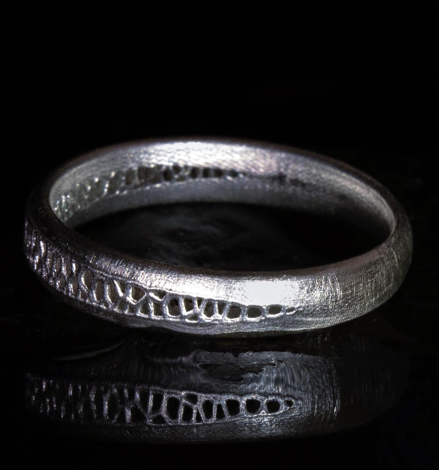 Sterling Silver Band Ring with Organic Lattice Texture item 1026 