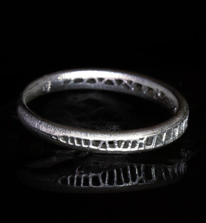Sterling Silver Band Ring with Organic Lattice Texture item 1027 