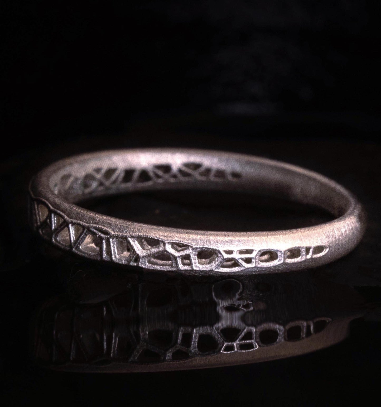 Sterling Silver Band Ring with Organic Lattice Texture item 1030 