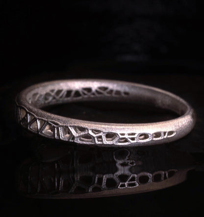 Sterling Silver Band Ring with Organic Lattice Texture item 1030 