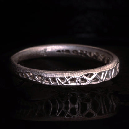 Sterling Silver Band Ring with Organic Lattice Texture item 1030 