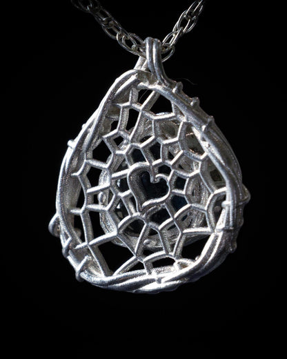 Hand Cut Montana Sapphire Sterling Silver Pendant - Dreamcatcher Necklace item 1009 Sterling silver, blue green sapphire, Montana Sapphire
