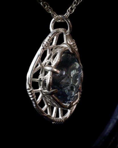 Hand Cut Rutilated Sapphire Sterling Silver Pendant - Dreamcatcher Necklace item 1005 Sterling silver, Sapphire