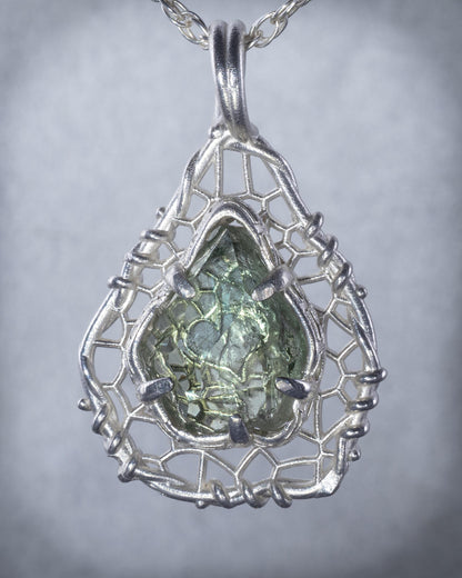 Hand Cut Montana Sapphire Sterling Silver Pendant item 1023 Sterling silver, Montana Sapphire, green sapphire