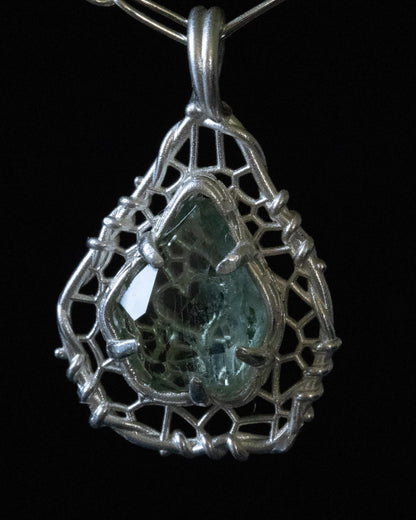 Hand Cut Montana Sapphire Sterling Silver Pendant item 1023 Sterling silver, Montana Sapphire, green sapphire