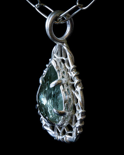 Hand Cut Montana Sapphire Sterling Silver Pendant item 1023 Sterling silver, Montana Sapphire, green sapphire