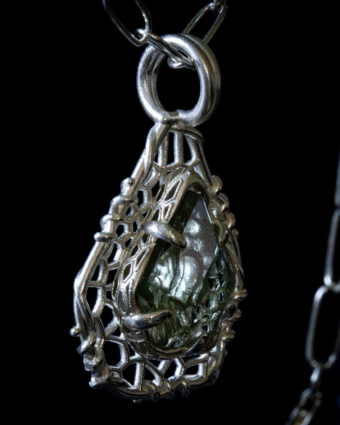 Hand Cut Montana Sapphire Sterling Silver Pendant item 1023 Sterling silver, Montana Sapphire, green sapphire