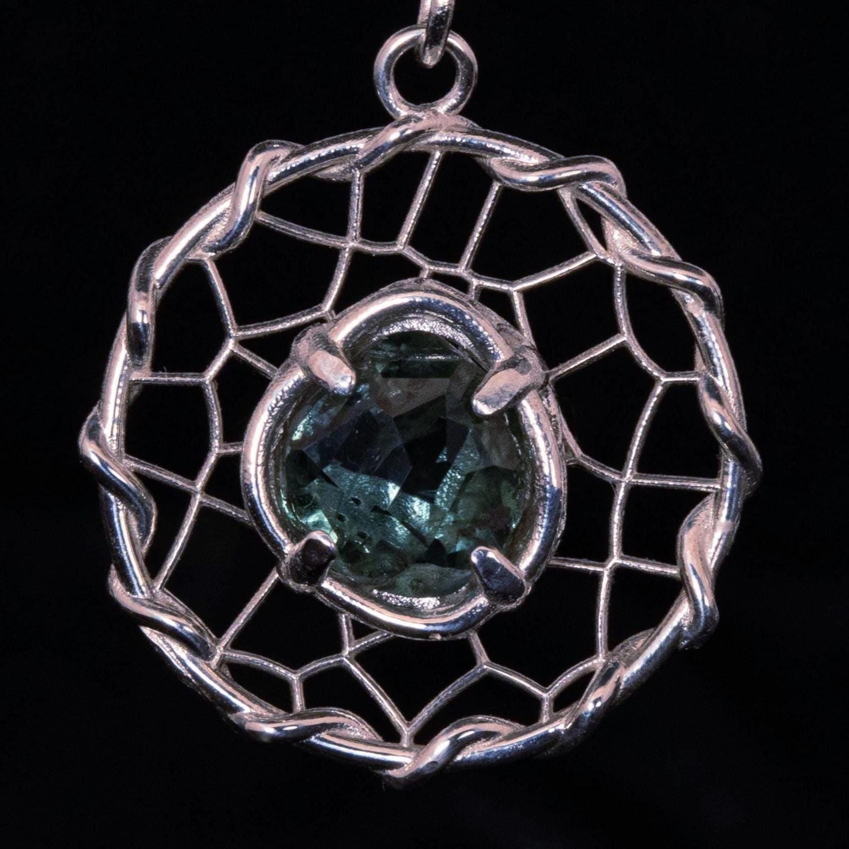 Hand Cut Montana Sapphire Earrings – Sterling Silver Organic Lattice Drops, item 1024 silver, Sapphire
