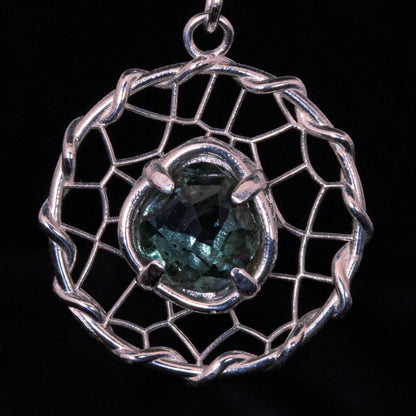 Hand Cut Montana Sapphire Earrings – Sterling Silver Organic Lattice Drops, item 1024 silver, Sapphire