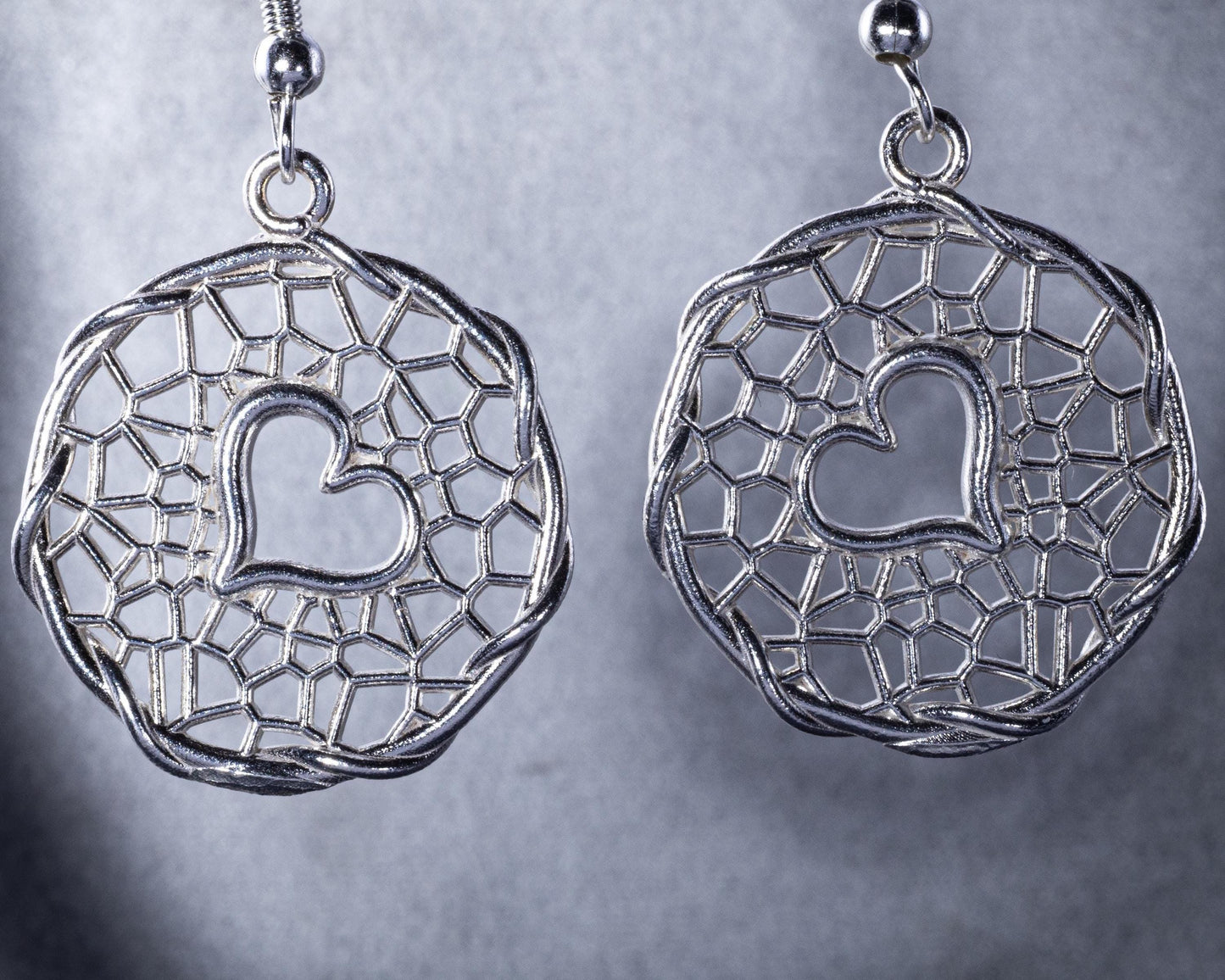 Handcrafted Sterling Silver Heart Lattice Earrings item 1038 