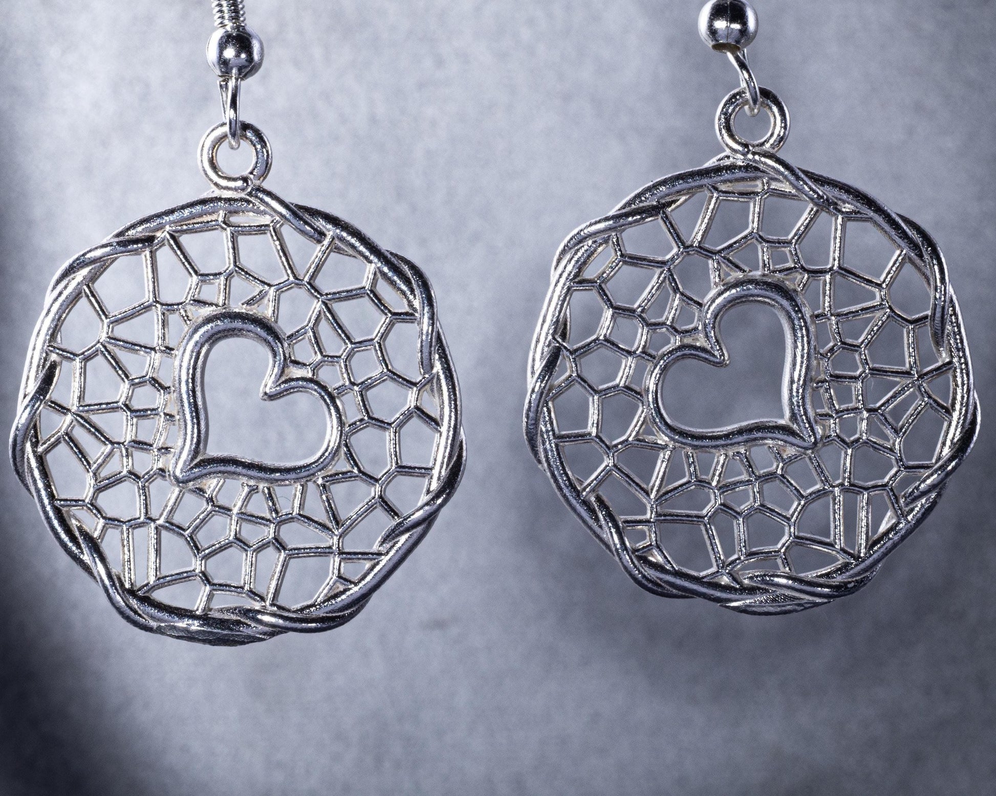Handcrafted Sterling Silver Heart Lattice Earrings item 1038 