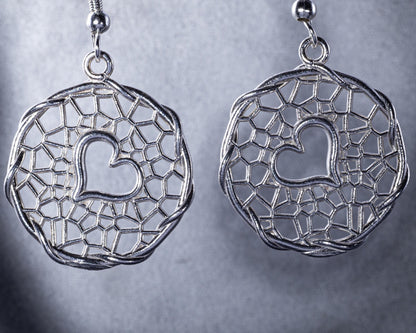 Handcrafted Sterling Silver Heart Lattice Earrings item 1038 