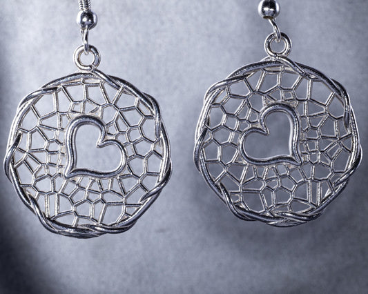 Handcrafted Sterling Silver Heart Lattice Earrings item 1038 
