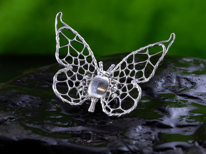 Handmade Butterfly Photo Magnet - Sculptural Metal Fridge Magnet for Holding Pictures or Memories Sterling Silver