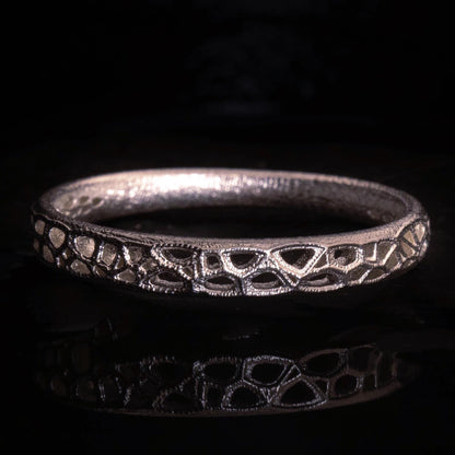 Sterling Silver Band Ring with Organic Lattice Texture item 1029 