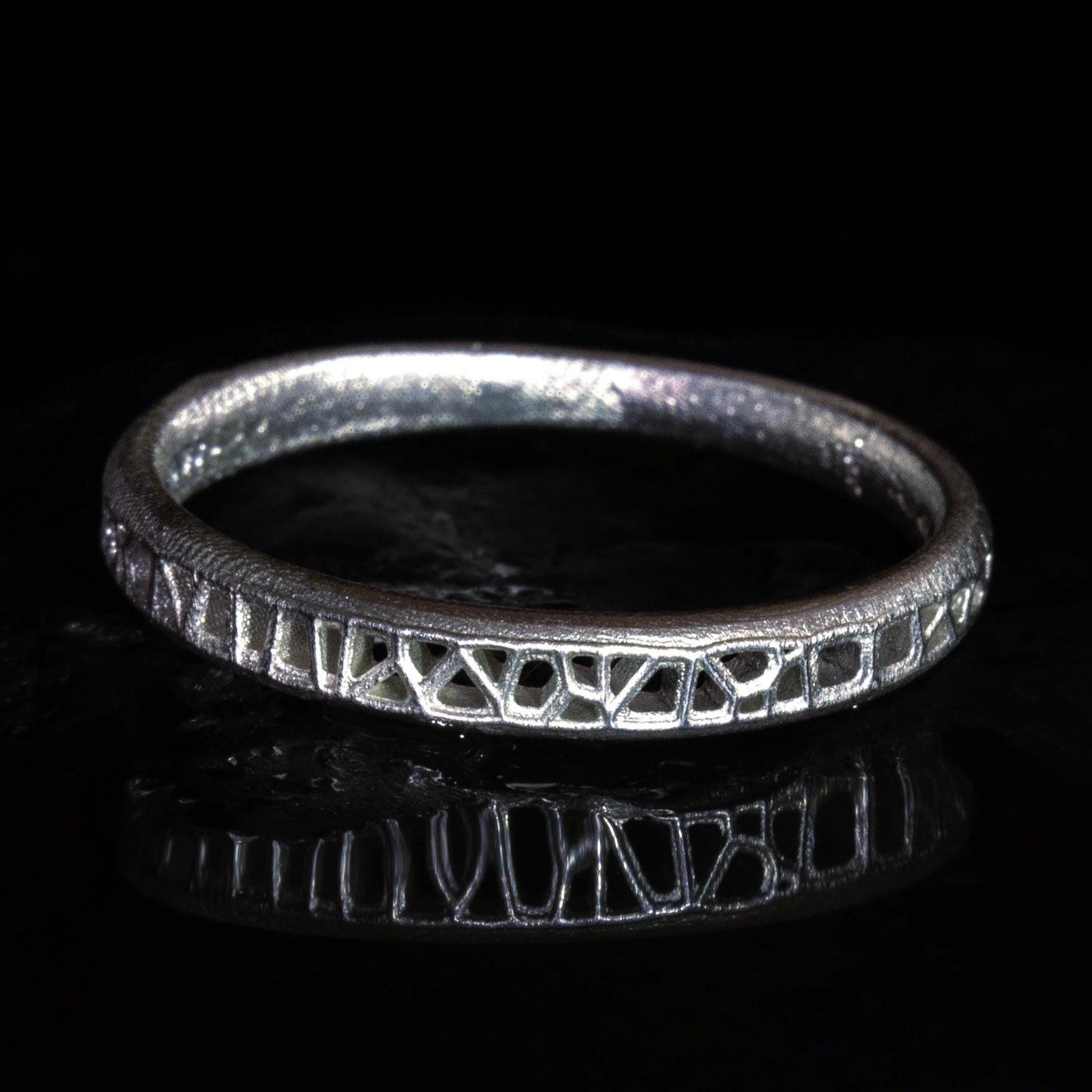 Sterling Silver Band Ring with Organic Lattice Texture item 1027 