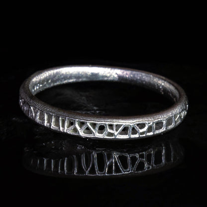 Sterling Silver Band Ring with Organic Lattice Texture item 1027 