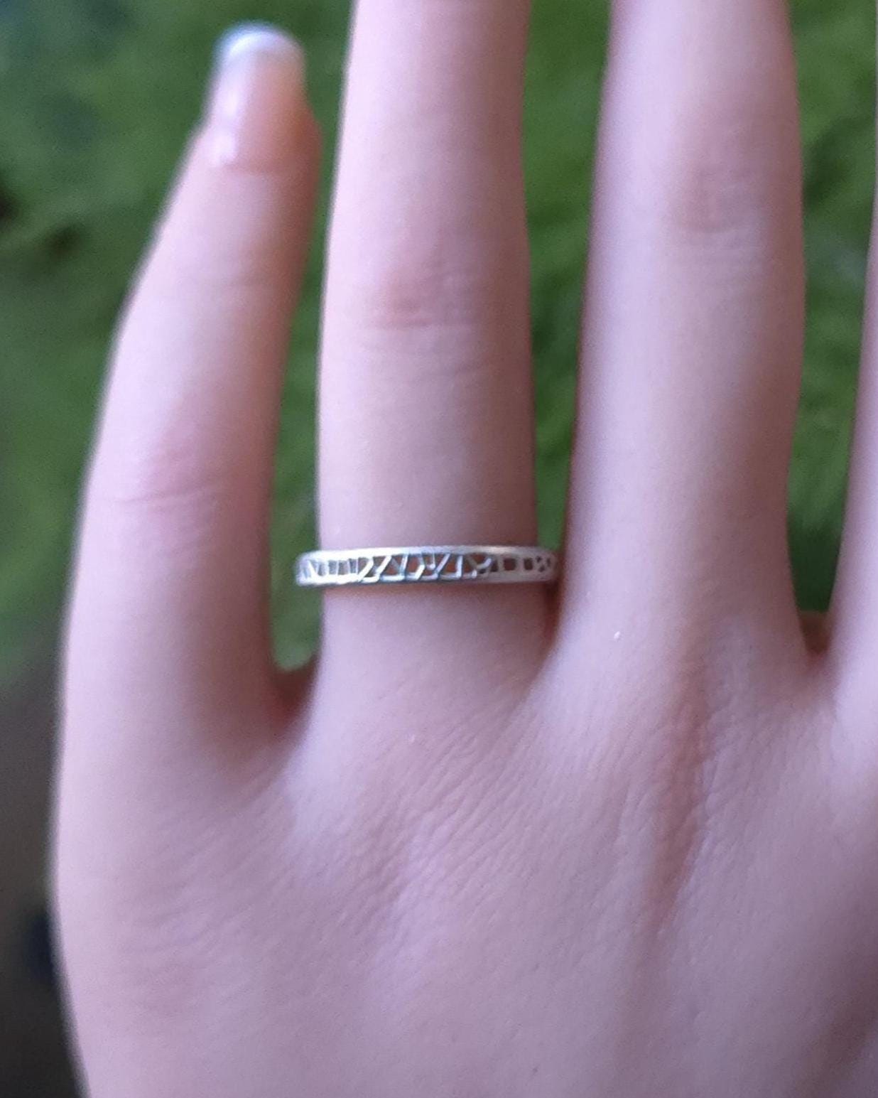 Sterling Silver Band Ring with Organic Lattice Texture item 1027 