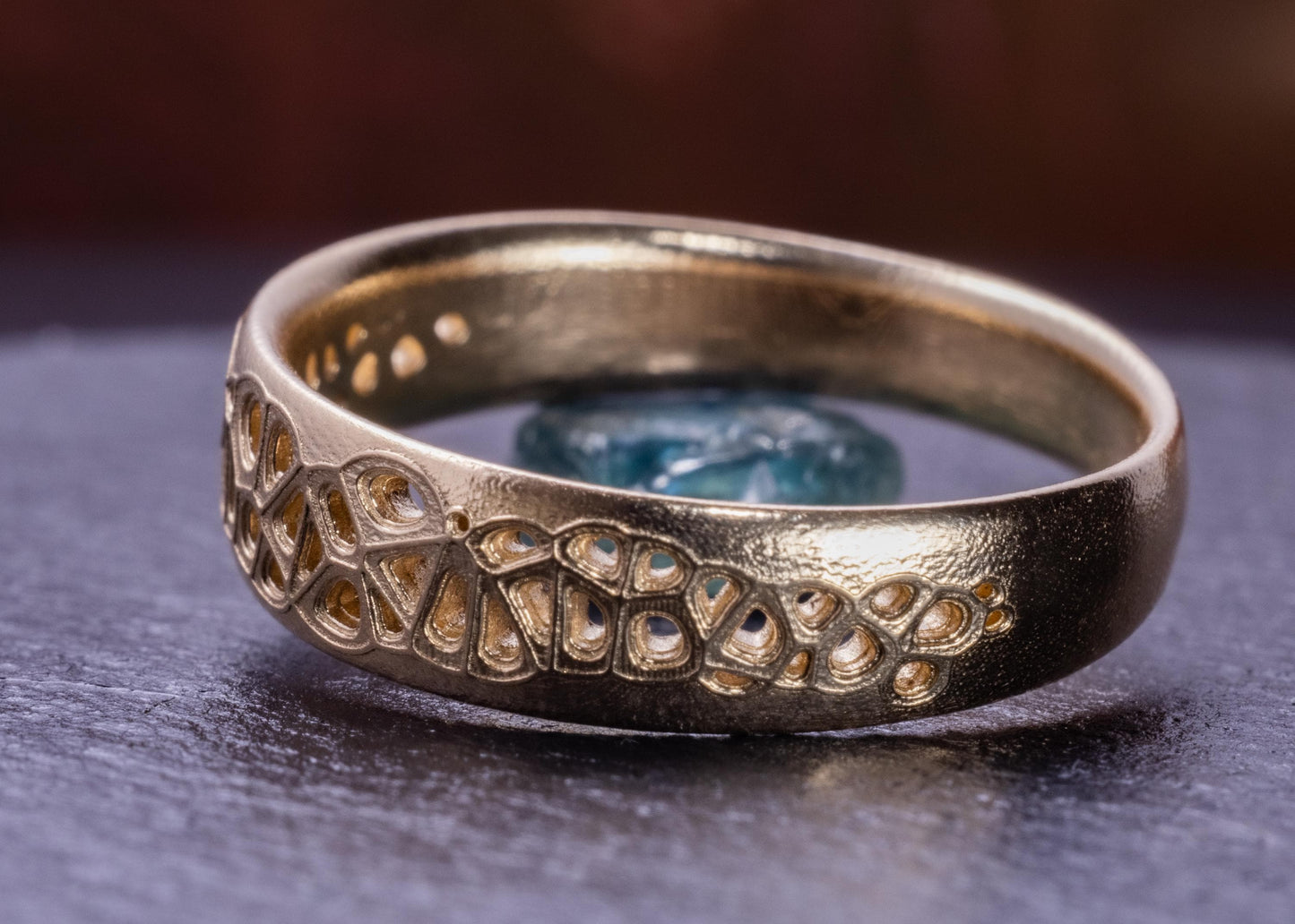 6mm Men’s Wedding Band – Organic Lattice Ring – Unique Handmade Gold Band – Comfort Fit – Made to Order 