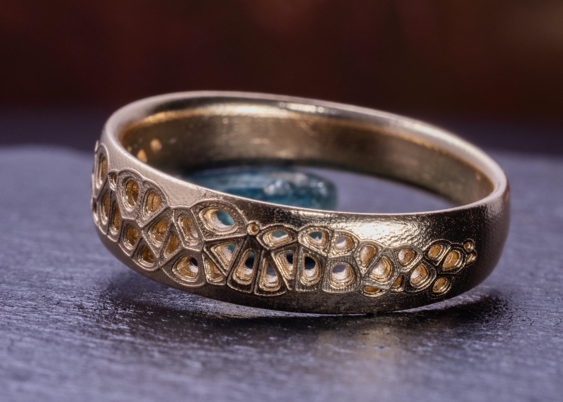 6mm Men’s Wedding Band – Organic Lattice Ring – Unique Handmade Gold Band – Comfort Fit – Made to Order 