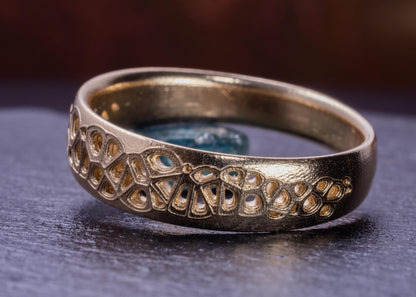 6mm Men’s Wedding Band – Organic Lattice Ring – Unique Handmade Gold Band – Comfort Fit – Made to Order 