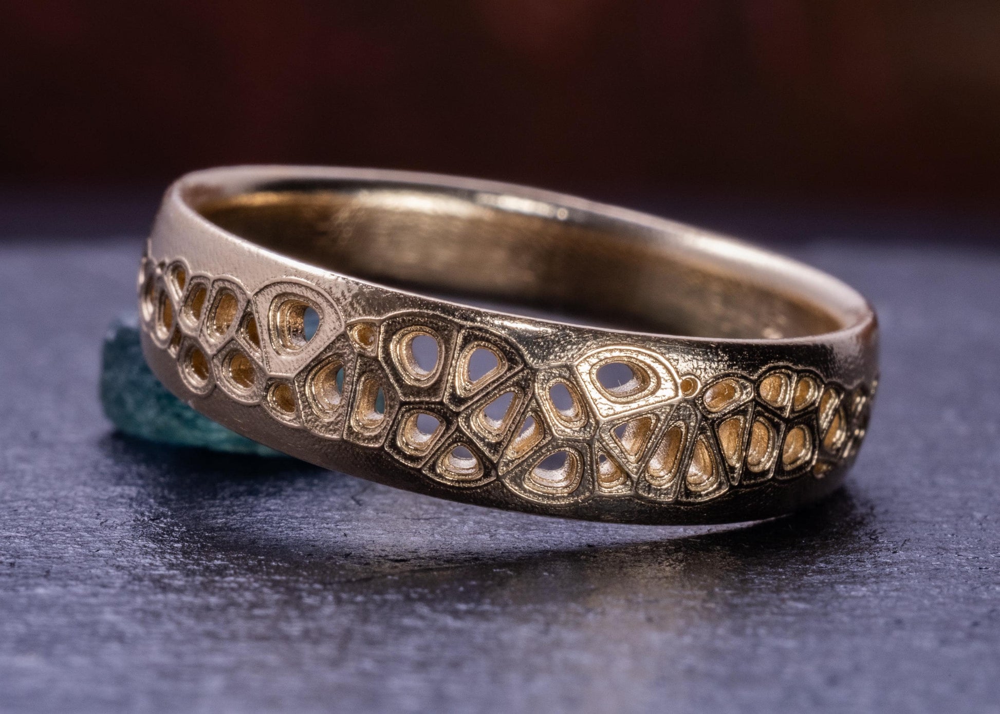 6mm Men’s Wedding Band – Organic Lattice Ring – Unique Handmade Gold Band – Comfort Fit – Made to Order 