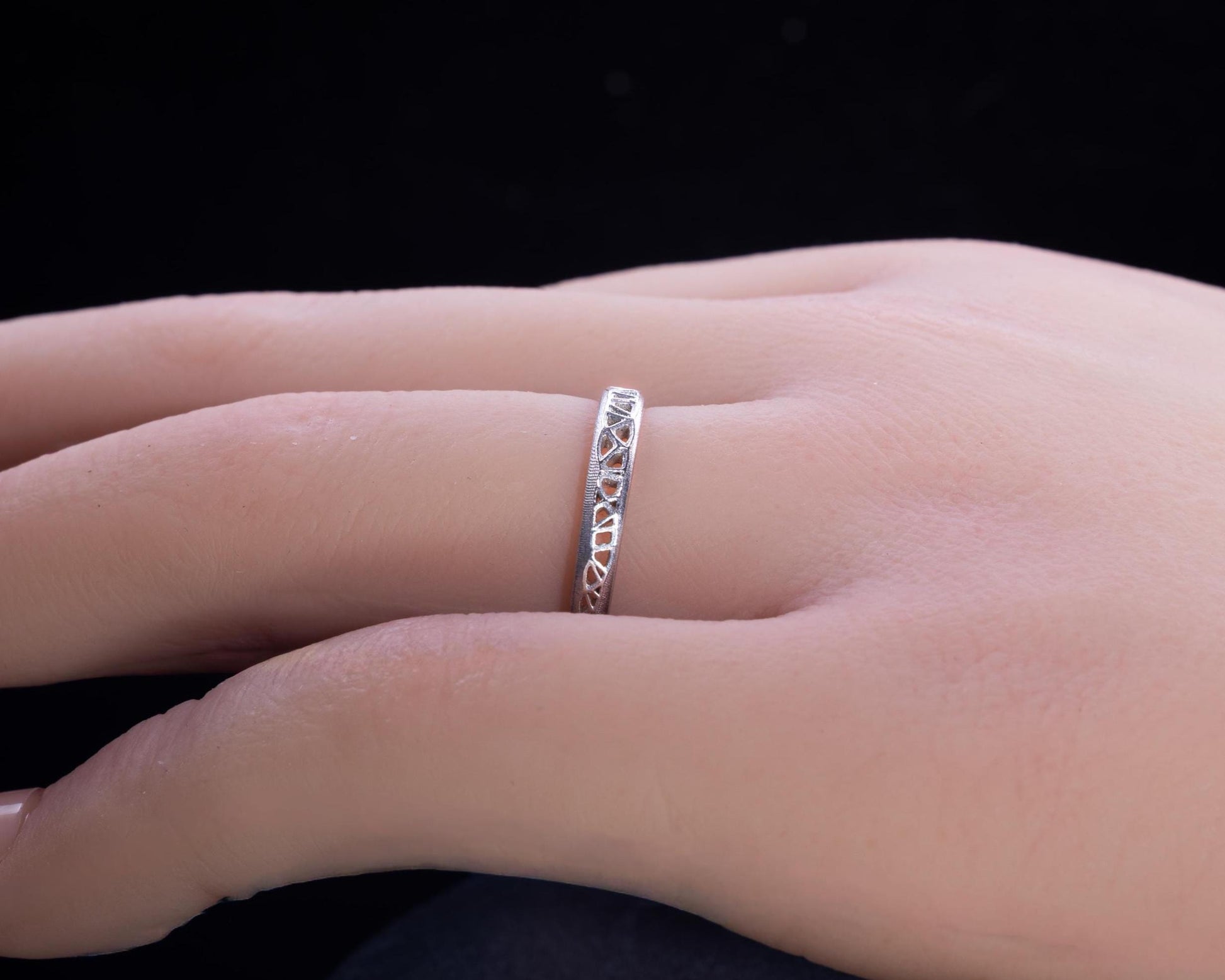 Sterling Silver Band Ring with Organic Lattice Texture item 1030 