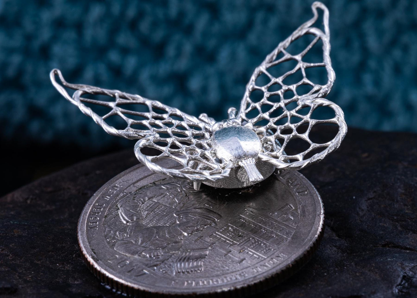 Handmade Butterfly Photo Magnet - Sculptural Metal Fridge Magnet for Holding Pictures or Memories Sterling Silver