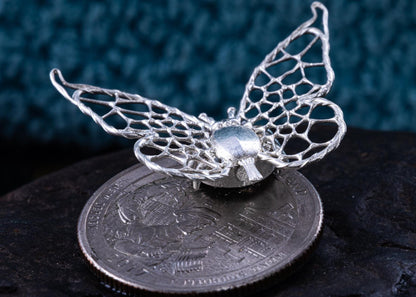 Handmade Butterfly Photo Magnet - Sculptural Metal Fridge Magnet for Holding Pictures or Memories Sterling Silver