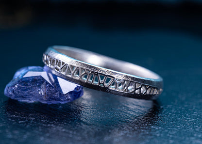 Sterling Silver Band Ring with Organic Lattice Texture item 1031 