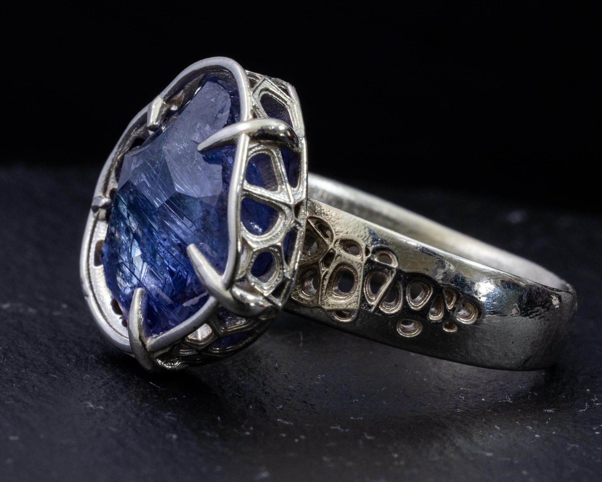 Large Tanzanite Ring in Sterling Silver, Hand Set Statement Ring, One of a Kind 