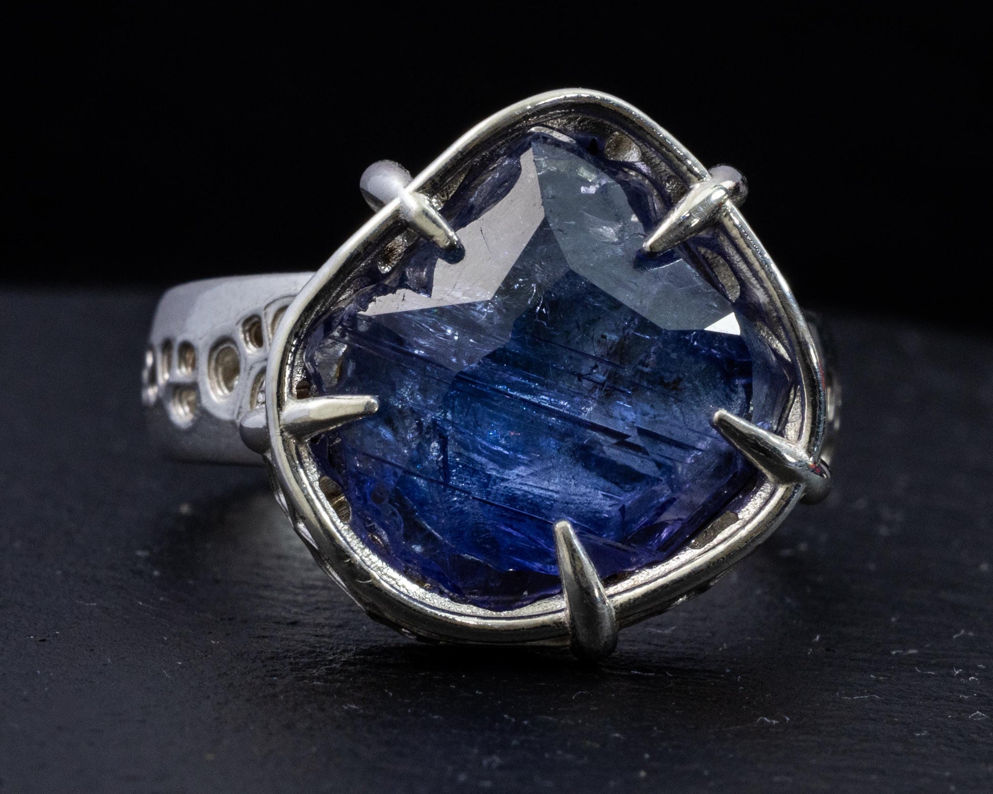 Large Tanzanite Ring in Sterling Silver, Hand Set Statement Ring, One of a Kind 
