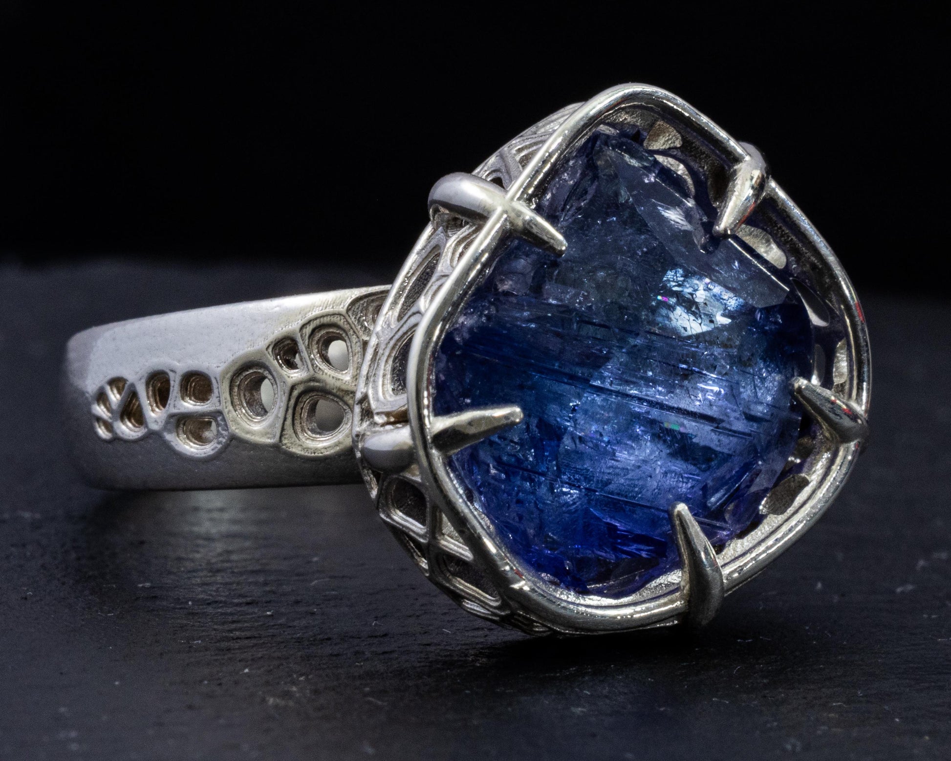 Large Tanzanite Ring in Sterling Silver, Hand Set Statement Ring, One of a Kind 
