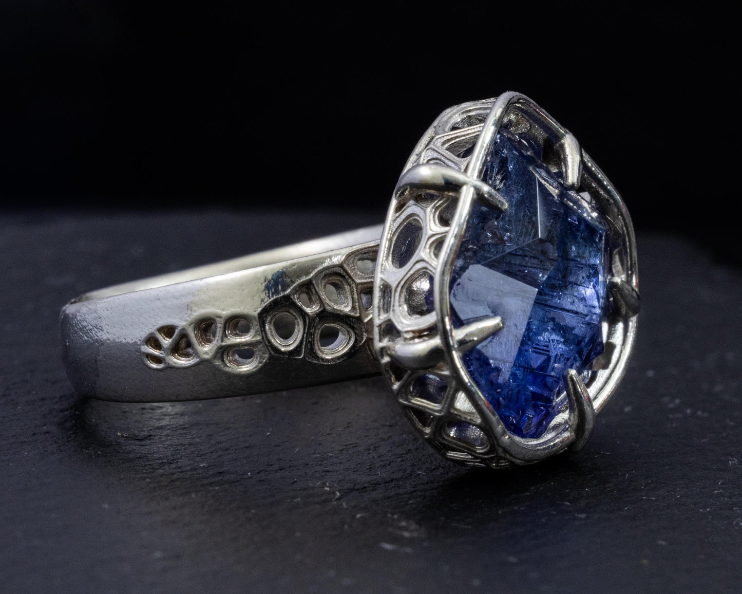Large Tanzanite Ring in Sterling Silver, Hand Set Statement Ring, One of a Kind 
