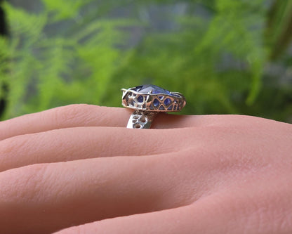Large Tanzanite Ring in Sterling Silver, Hand Set Statement Ring, One of a Kind 