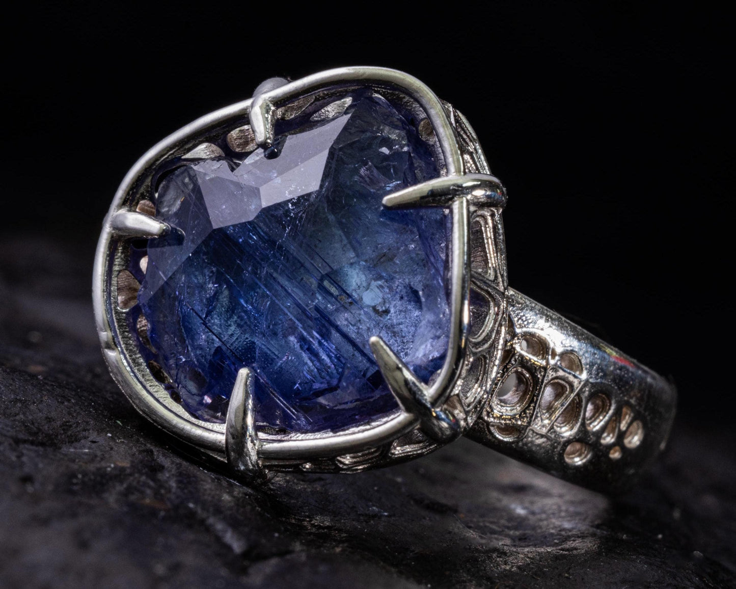 Large Tanzanite Ring in Sterling Silver, Hand Set Statement Ring, One of a Kind 